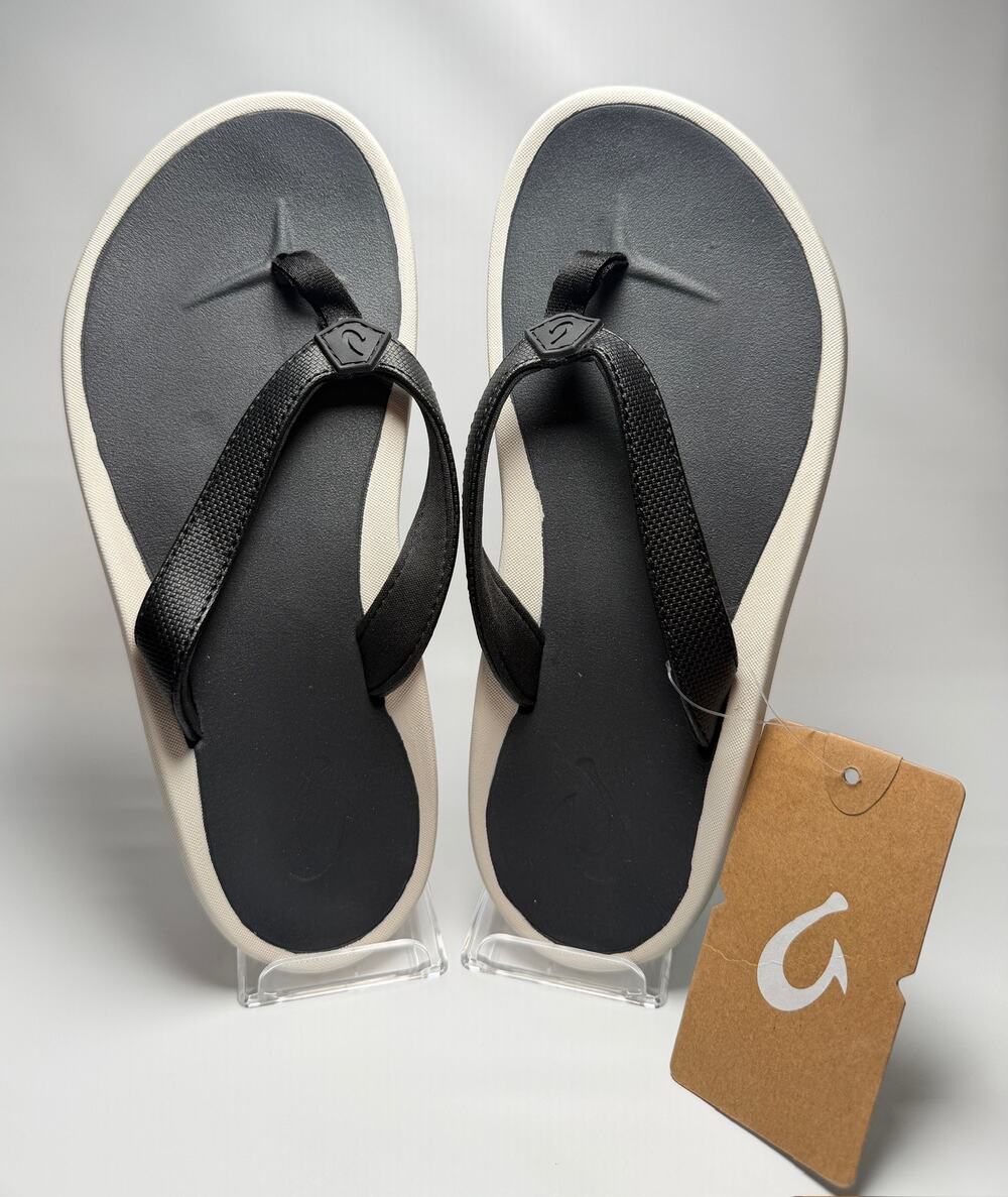 OLUKAI Pi’oe Flip Flop Sandals NWT | Womens 6 Trench Black/Dk Shadow 20443-406C